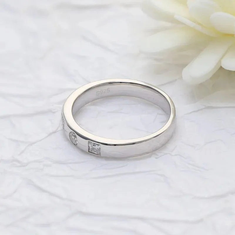 Lab Grown-CVD Diamond Bezel Set Wedding Ring Stacking Band - JBR Jeweler