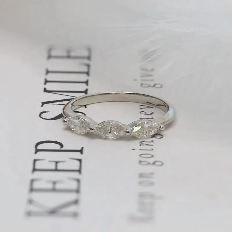 Marquise Cut Lab Grown-CVD Diamond Wedding Ring-Band - JBR Jeweler