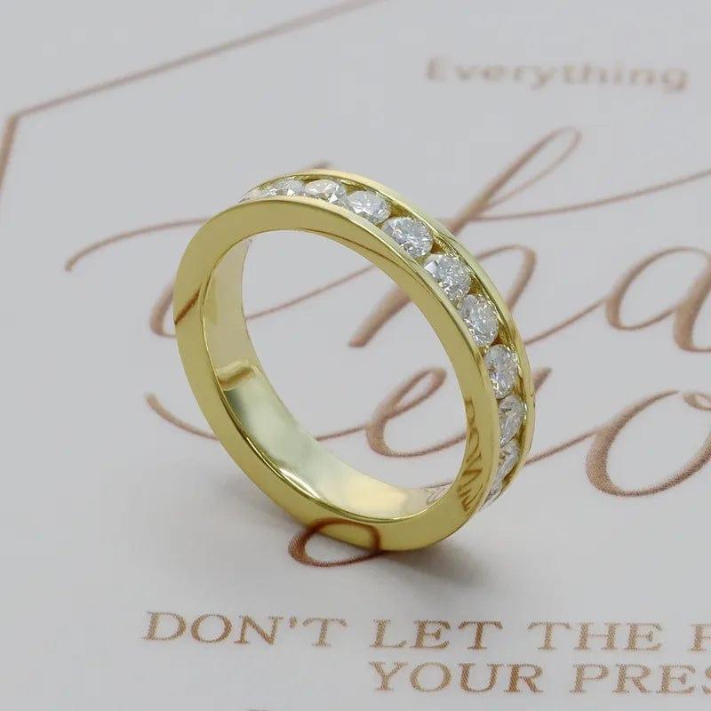 Round Cut Lab Grown-CVD Diamond Channel Setting Wedding Band Ring - JBR Jeweler